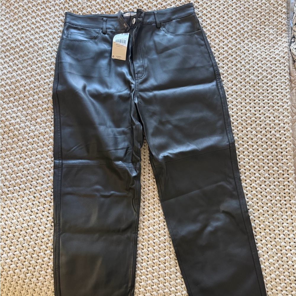 Mango Black Leather-Style Trousers